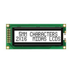 Midas MC21605B6W-FPTLW-V2 B Alphanumeric LCD Display White, 2 Rows by 16 Characters, Transflective