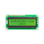 Displaytech 162G BC BW 162G Alphanumeric LCD Display, Yellow-Green on, 2 Rows by 16 Characters, Transflective