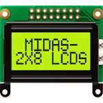 Midas MC20805B6W-SPTLY-V2 Alphanumeric LCD Alphanumeric Display, 2 Rows by 8 Characters