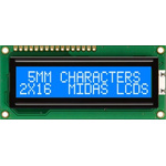 Midas MC21605C6W-BNMLW-V2 Alphanumeric LCD Alphanumeric Display, 2 Rows by 16 Characters