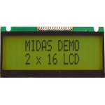 Midas MC21605FA6WE-SPTLY Alphanumeric LCD Alphanumeric Display, 2 Rows by 16 Characters