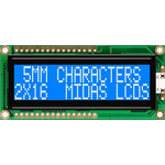 Midas MC21605G6WK-BNMLW-V2 Alphanumeric LCD Alphanumeric Display, 2 Rows by 16 Characters