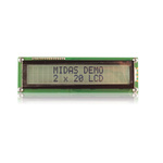 Midas MC22008B6W-FPTLW-V2 Alphanumeric LCD Alphanumeric Display, 2 Rows by 20 Characters