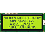 Midas MC42008A6W-SPTLY Alphanumeric LCD Alphanumeric Display, 4 Rows by 20 Characters