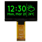 Midas 2.42in Green Passive matrix OLED Display 128 x 64pixels TAB I2C, Parallel, SPI Interface