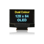 Midas 0.96in Blue/Yellow Passive matrix OLED Display 128 x 64pixels TAB I2C, Parallel, SPI Interface