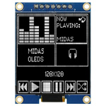 Midas 1.5in Yellow Passive matrix OLED Display 128 x 128pixels COB SPI Interface