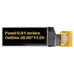 Midas 0.91in Yellow Passive matrix OLED Display 128 x 32pixels COG I2C Interface