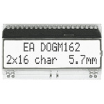 Display Visions EA DOGM162W-A Alphanumeric LCD Display, White on Black, 2 Rows by 16 Characters, Transflective