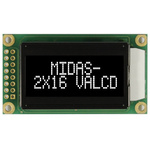 Midas MC20805A12W-VNMLW MC20805 Alphanumeric LCD Display Black, 2 Rows by 8 Characters, Transmissive
