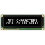 Midas MC21605G12W-VNMLW MC21605 Alphanumeric LCD Display Black, 2 Rows by 16 Characters, Transmissive