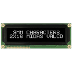 Midas MC21609A12W-VNMLW MC21609 Alphanumeric LCD Display Black, 2 Rows by 16 Characters, Transmissive