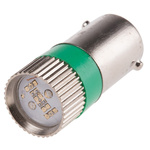 RS PRO Green LED Indicator Lamp, 28V dc, BA9s Base, 10mm Diameter, 170/160mcd