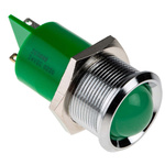 RS PRO Green Panel Mount Indicator, 24V dc, 22mm Mounting Hole Size, Solder Tab Termination