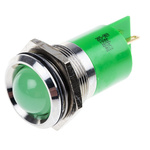 RS PRO Green Panel Mount Indicator, 12V dc, 22mm Mounting Hole Size, Solder Tab Termination