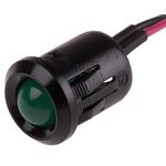 RS PRO Green Panel Mount Indicator, 2V dc, 12mm Mounting Hole Size, Lead Wires Termination