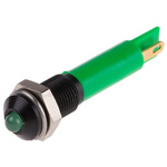 RS PRO Green Panel Mount Indicator, 12V dc, 6mm Mounting Hole Size, Solder Tab Termination