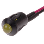RS PRO Yellow Panel Mount Indicator, 12V dc, 8mm Mounting Hole Size, Lead Wires Termination