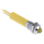 RS PRO Yellow Panel Mount Indicator, 24V dc, 8mm Mounting Hole Size, Solder Tab Termination