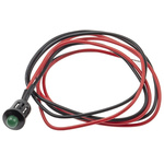 RS PRO Green Panel Mount Indicator, 12V dc, 8mm Mounting Hole Size, Lead Wires Termination