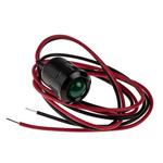RS PRO Green Panel Mount Indicator, 12V dc, 12mm Mounting Hole Size, Lead Wires Termination