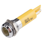 RS PRO Yellow Panel Mount Indicator, 12mm Mounting Hole Size, Solder Tab Termination, IP67