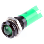 RS PRO Green Panel Mount Indicator, 240V, 14.5mm Mounting Hole Size, Solder Tab Termination, IP40