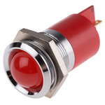RS PRO Red Panel Mount Indicator, 12V, 22mm Mounting Hole Size, Solder Tab Termination