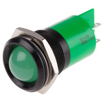 RS PRO Green Panel Mount Indicator, 22mm Mounting Hole Size, Solder Tab Termination