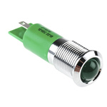 RS PRO Green Panel Mount Indicator, 12V dc, 14mm Mounting Hole Size, Solder Tab Termination