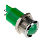 RS PRO Green Panel Mount Indicator, 22mm Mounting Hole Size, Solder Tab Termination