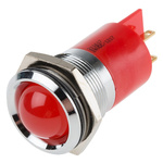 RS PRO Red Panel Mount Indicator, 22mm Mounting Hole Size, Solder Tab Termination