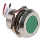 RS PRO Green Panel Mount Indicator, 24V dc, 22mm Mounting Hole Size, Lead Wires Termination, IP67