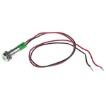 RS PRO Green Panel Mount Indicator, 12V dc, 6mm Mounting Hole Size, Lead Wires Termination, IP67