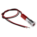 RS PRO Red Panel Mount Indicator, 24V dc, 8mm Mounting Hole Size, Lead Wires Termination, IP67