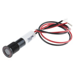 RS PRO White Panel Mount Indicator, 12V dc, 8mm Mounting Hole Size, Lead Wires Termination, IP67