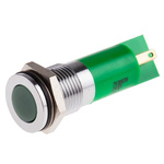 RS PRO Green Panel Mount Indicator, 24V dc, 14mm Mounting Hole Size, Solder Tab Termination, IP67