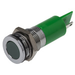 RS PRO Green Panel Mount Indicator, 220V ac, 14mm Mounting Hole Size, Solder Tab Termination, IP67