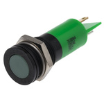 RS PRO Green Panel Mount Indicator, 220V ac, 14mm Mounting Hole Size, Solder Tab Termination, IP67