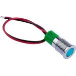 RS PRO Green Panel Mount Indicator, 24V dc, 14mm Mounting Hole Size, Lead Wires Termination, IP67