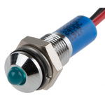 RS PRO Blue Panel Mount Indicator, 24V dc, 6mm Mounting Hole Size, Lead Wires Termination, IP67