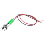 RS PRO Green Panel Mount Indicator, 220V ac, 8mm Mounting Hole Size, Lead Wires Termination, IP67