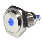RS PRO Blue Panel Mount Indicator, 24V, 12mm Mounting Hole Size, Lead Wires Termination, IP67