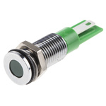 RS PRO Green Panel Mount Indicator, 24V dc, 8mm Mounting Hole Size, Faston, Solder Lug Termination, IP67