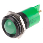 RS PRO Green Panel Mount Indicator, 110V ac, 22mm Mounting Hole Size, Solder Tab Termination