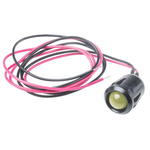 RS PRO Yellow Panel Mount Indicator, 12V dc, 14mm Mounting Hole Size, Lead Wires Termination