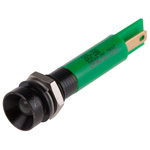 RS PRO Green Panel Mount Indicator, 24V ac/dc, 8mm Mounting Hole Size, Solder Tab Termination, IP67
