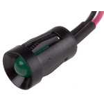 RS PRO Green Panel Mount Indicator, 2V dc, 8mm Mounting Hole Size, Lead Wires Termination