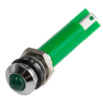 RS PRO Green Panel Mount Indicator, 12V dc, 8mm Mounting Hole Size, Solder Tab Termination, IP67