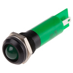 RS PRO Green Panel Mount Indicator, 12mm Mounting Hole Size, Solder Tab Termination, IP67
